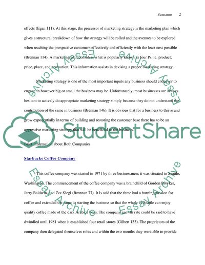 Marketing Strategies of Starbucks Coffee Company and Caff Nero Group Ltd