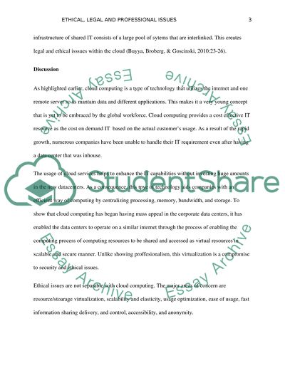 Emergent Ethical, Legal, and Professional Issues in Cloud Computing