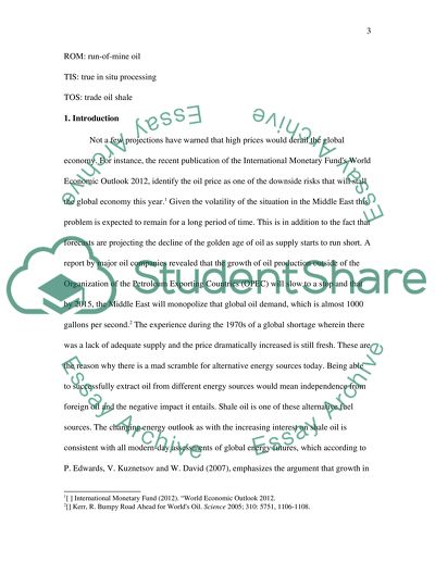 The Current Status and Prospects for Shale Oil