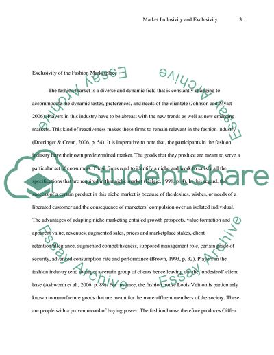 Consumer Behaviour - Market Inclusivity and Exclusivity