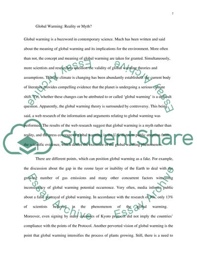 Global Warming: Reality or Myth