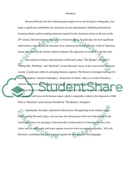 Bronson Howard as the First American Playwright