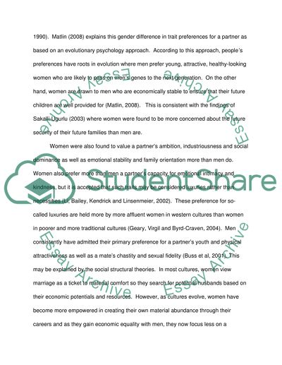 Characteristics of the Opposite Gender Heterosexual Males and Females Consider Important for Partner