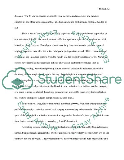 Oral Infections in Orthopedic Surgical Procedures