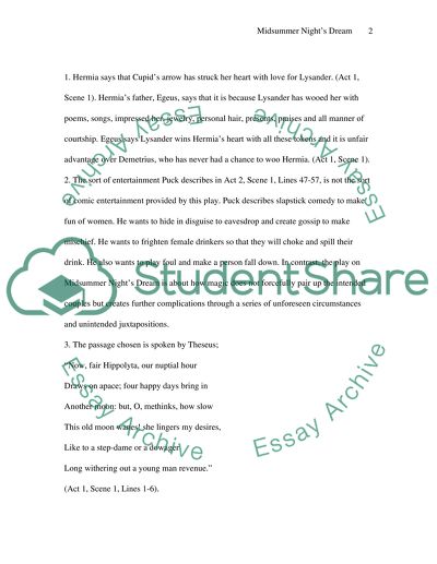 Answers to Midsummer Nights Dream