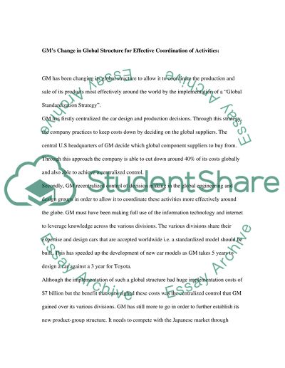 GMs Global Multibusiness Model