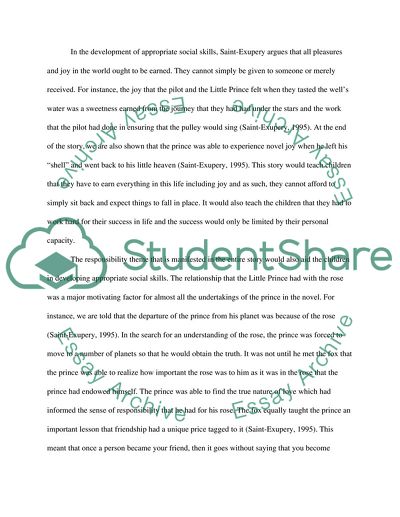 Book review of the Child Literature ( Little Prince by Antoine de Saint-Exupery)