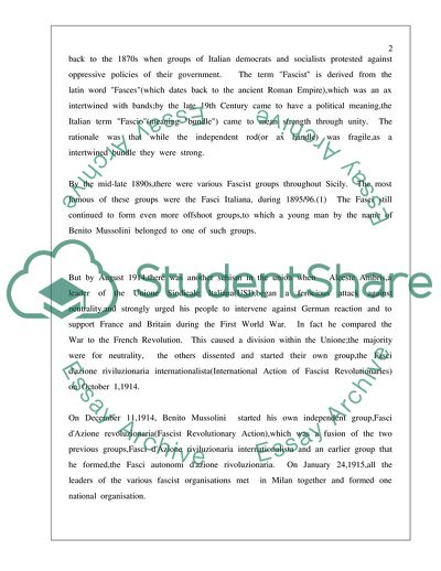 Mussolinian and Fascist Italy During 1930s-World War Two