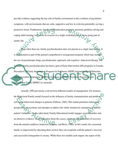 Family Psycho-Education in First Episode Psychosis