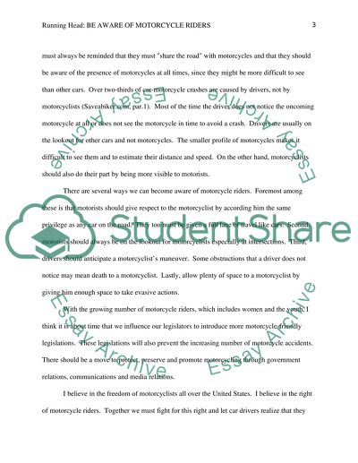 Be aware of motorcycle riders