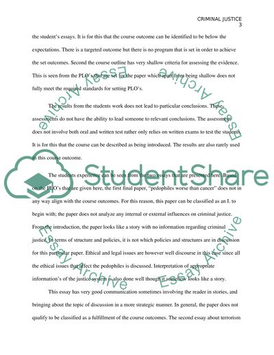 Outcome Alignmnet: Criminal Justice Classes