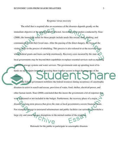 Economic Loss from Major Disasters