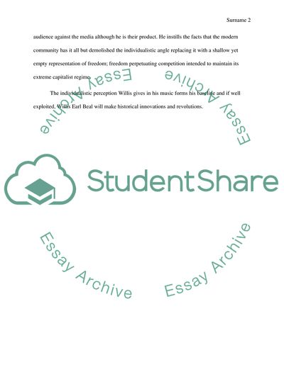 Willis Earl Beal in American Popular Music