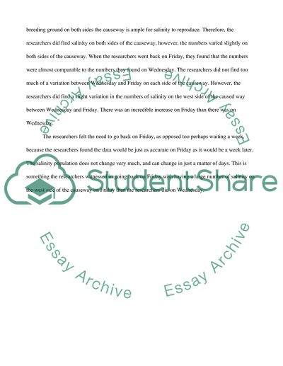 Populations of Salinity and Sides of the Causeway