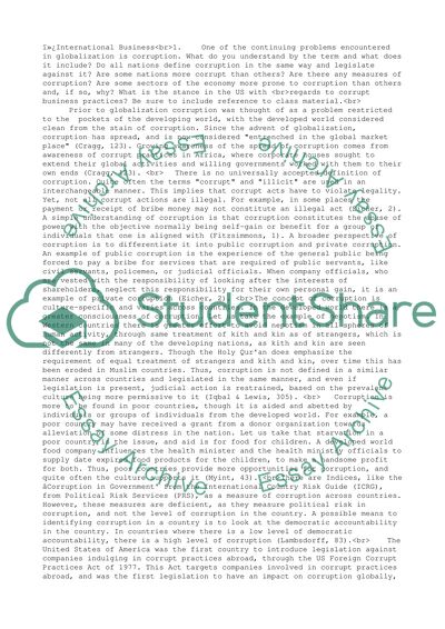 Internation Business: Corruption and Totalitarianism