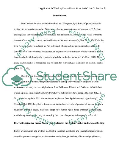 Application Of The Legislative Frame Work And Codes Of Practice