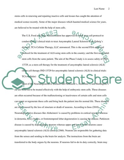 Stem Cell Research in Amyotrophic Lateral Sclerosis