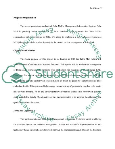 An analysis of Palm Malls Management Information System