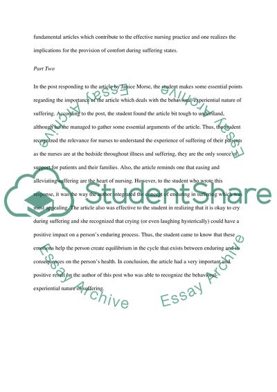 Toward a Praxis Theory of Suffering by Janice Morse