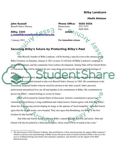 Bilby Case Study- persuassive writing portfolio