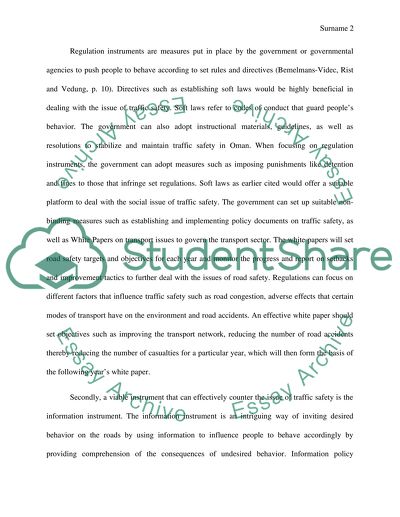 Assignment 5:the issue of traffic safety in Oman