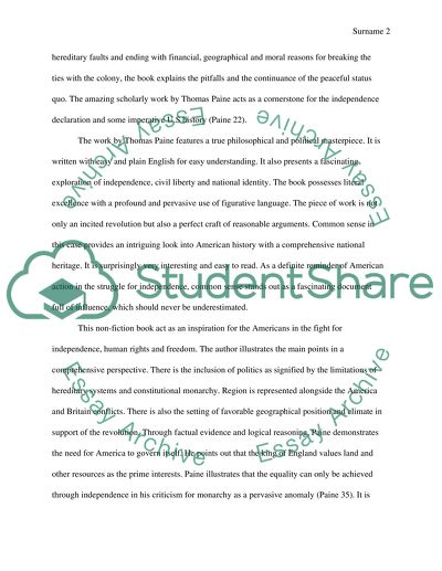 Precis on the book Common Sense By Thomas Paine