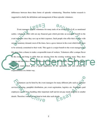 Volunteer and Mega Sporting Events