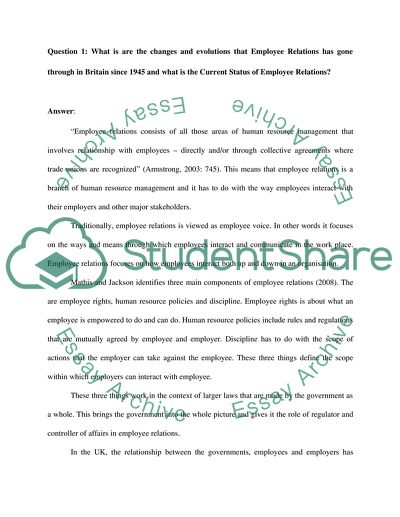 Evolution of Employee Relations in Britain