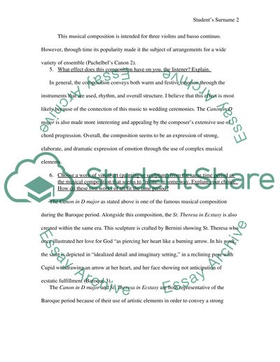 Analysis of Canon in D Major Composition