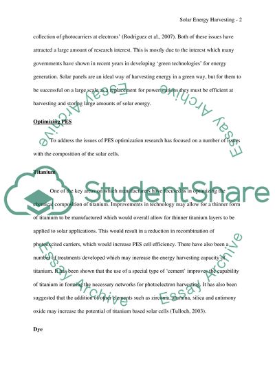 Solar Energy Harvesting