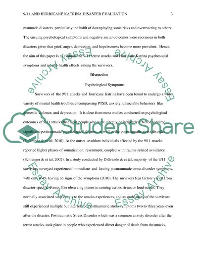 9/11 and Hurricane Katrina Disaster Evaluation