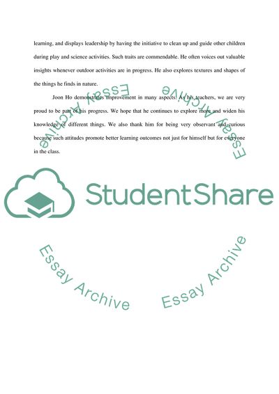 Narrative Junior and Senior Preschoolers Card Commnets