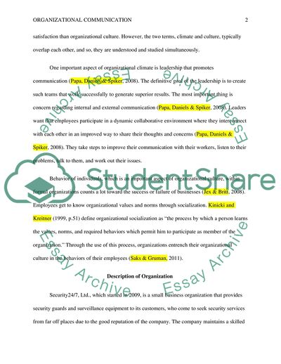 Organizational Climate and Culture