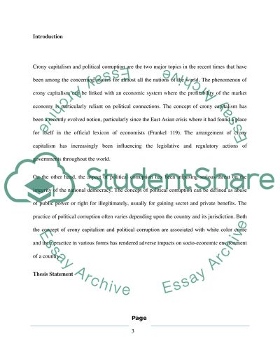 Crony Capitalism and Political Corruption