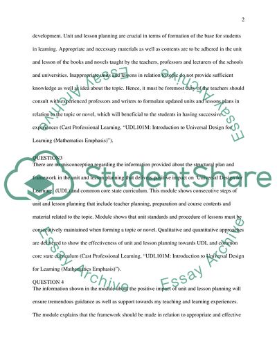 Unit and Lesson Planning for UDL and the Common Core State Curriculum