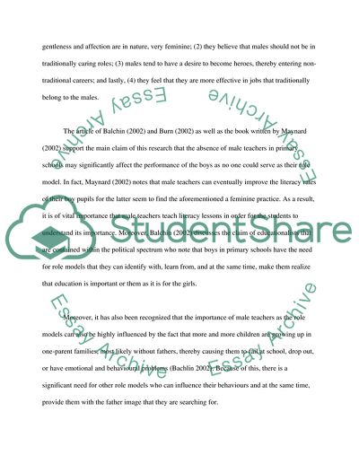 The Need to Increase the Number of Male Teachers that Work With Young Students