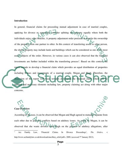 Advice for Claim for Financial Relief