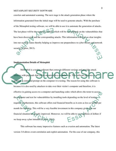 The Approval of the Purchase of Metasploit Testing Software