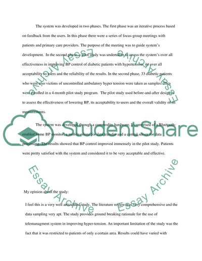 Mobile Phone-Based Remote Patient Monitoring System for Management of Hyper tension in diabetic Patients