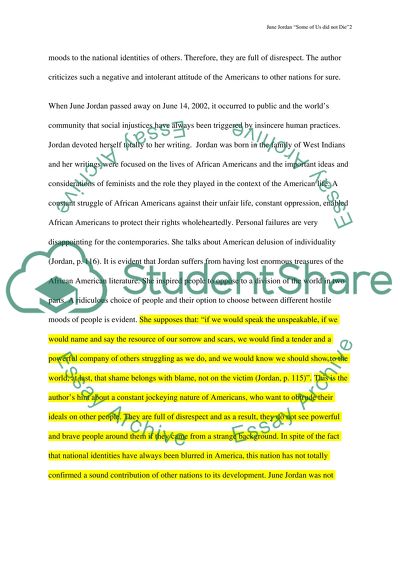 Analysis of June Jordans Some of Us Did Not Die