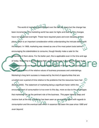 Analysis of Marketings Role Is to Encourage Consumption Statement