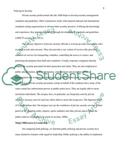 Public Policing Versus Private Security