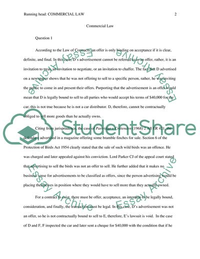 Main Aspects of Commercial Law