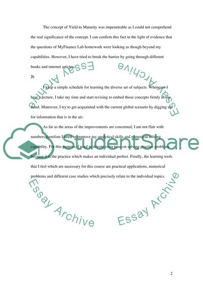 Part A Self-evaluation (finance)