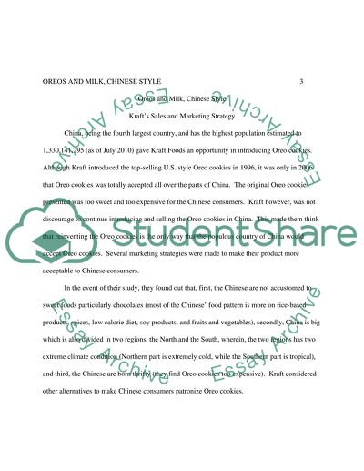 Oreos and Milk, Chinese Style Assignment