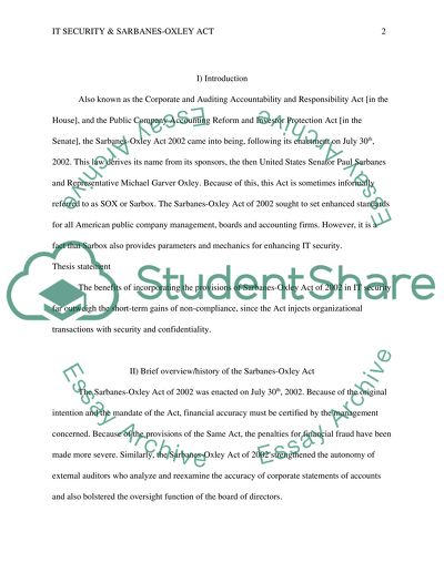 IT Security & Sarbanes-Oxley Act