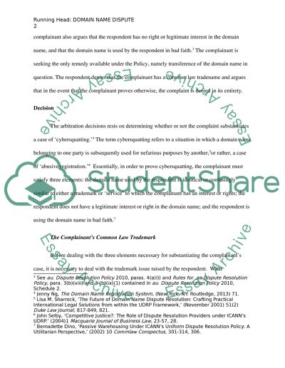 The Complainants Common Law Trademark