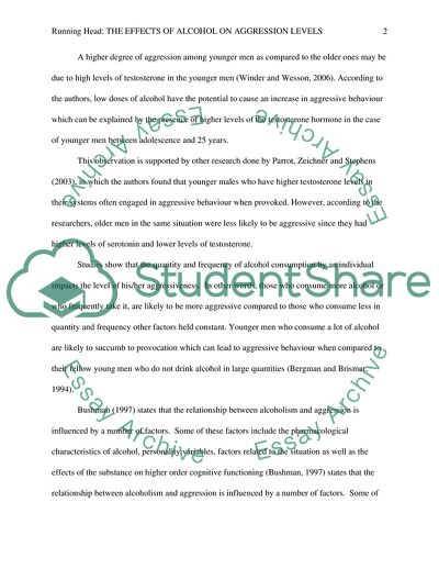 The Effects of Alcohol on Aggression Levels