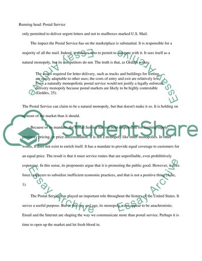 The monopoly of the United States postal service