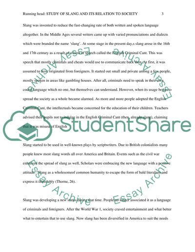 Study of Slang and its Relation to Society